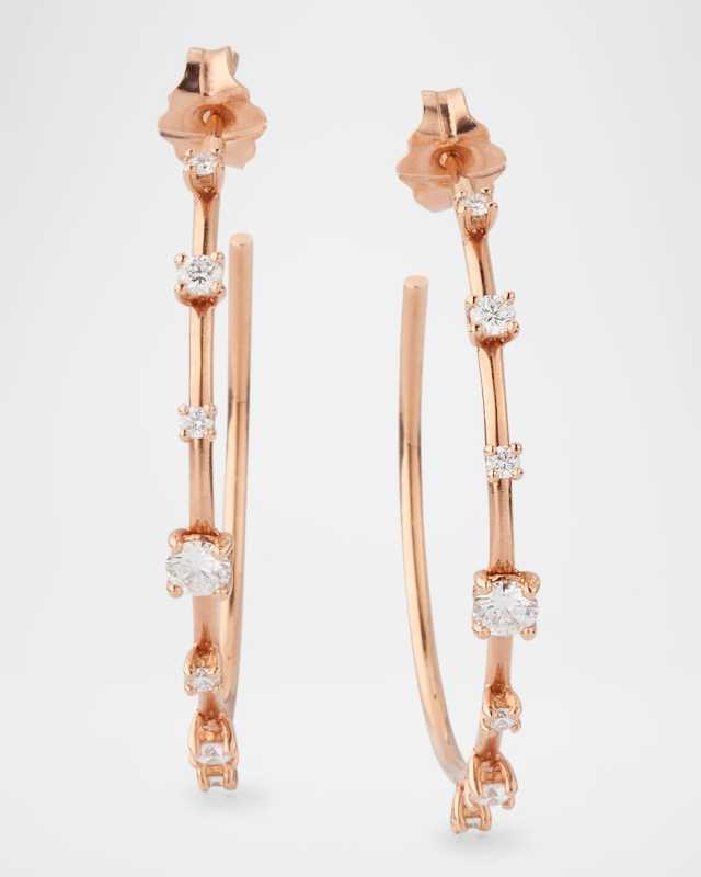 14K Solo Diamond Hoop Earrings, 30mm